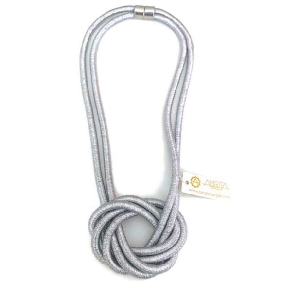 Amrita Singh Metallic Silver Knot Rope Magnetic Necklace - Picture 1 of 4